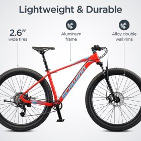 Schwinn Axum DP Mountain Bike with Mechanical Seat Post, Large 19-Inch Men's Style Frame, Red